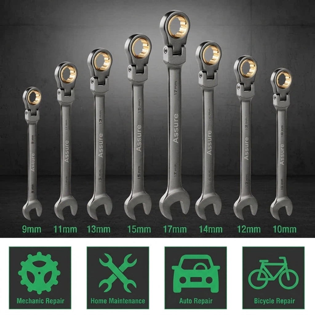 8-Piece Flex Head Ratcheting Combination Wrench Set