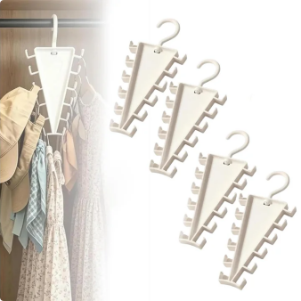 V Shaped Double-Sided Closet Organizer Hanger, 360° Rotatable Space Saving Clothes Hanger Organizer, Multi-Layer Vertical Storage Rack with 12 Hooks