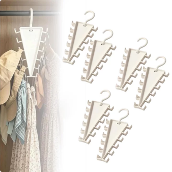V Shaped Double-Sided Closet Organizer Hanger, 360° Rotatable Space Saving Clothes Hanger Organizer, Multi-Layer Vertical Storage Rack with 12 Hooks