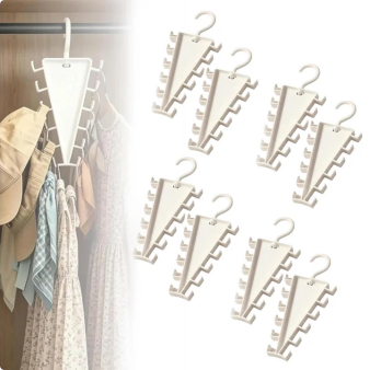 V Shaped Double-Sided Closet Organizer Hanger, 360° Rotatable Space Saving Clothes Hanger Organizer, Multi-Layer Vertical Storage Rack with 12 Hooks