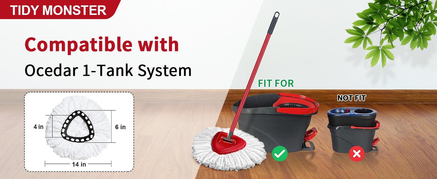 For O-cedar Microfiber Spin Mop Heads Refills & Scrub Brush without handle&bucket,for O-Cedar Easywring Spin Mop 1 Tank System Scrub Replacement Deep Cleaning Pack, Microfiber Mop Heads for   concrete floor  ,dorm essentials,home essentials