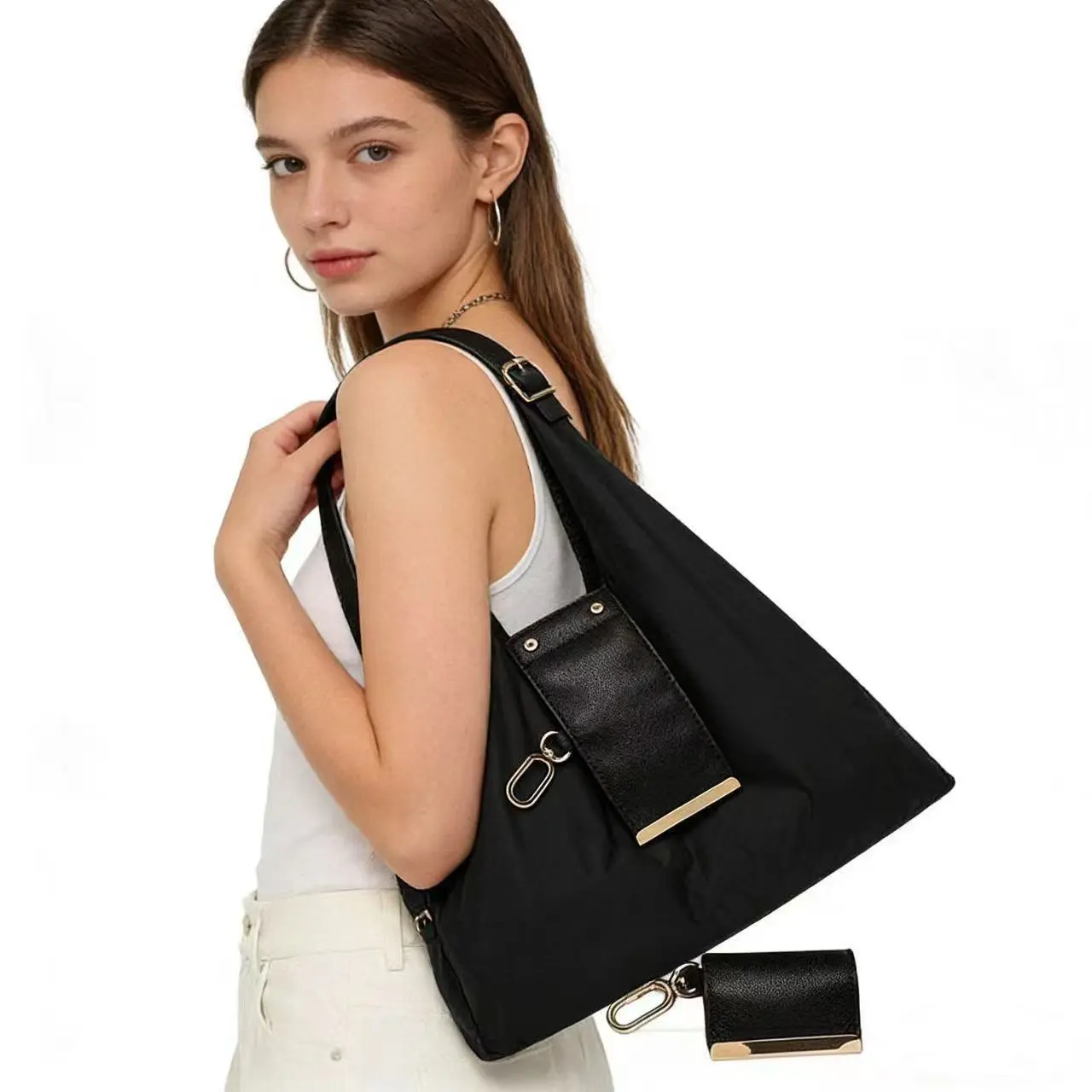 Ins Style Backpack with Keychain Storage, Large Capacity Eco-Friendly Shopping Bag, Hanging Accessory Organizer Bag for Daily Use, Travel and Gym