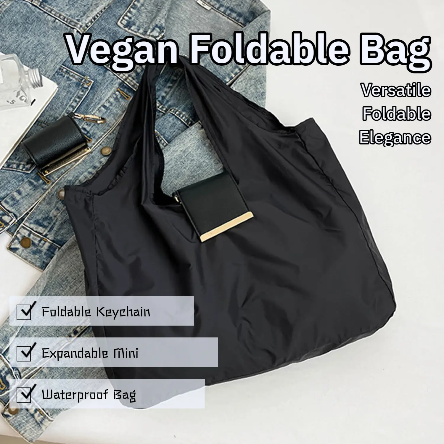 Ins Style Backpack with Keychain Storage, Large Capacity Eco-Friendly Shopping Bag, Hanging Accessory Organizer Bag for Daily Use, Travel and Gym