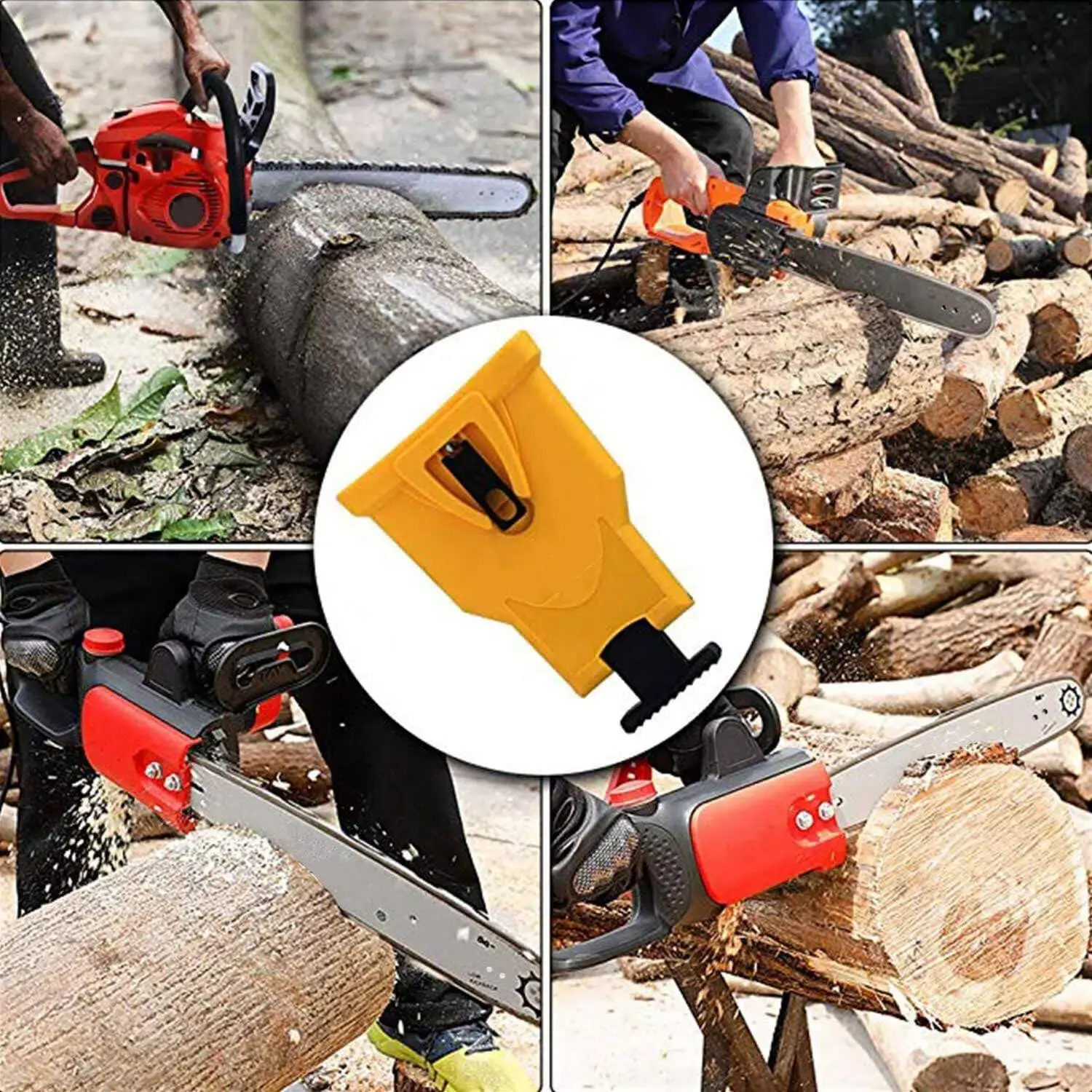 Portable Teeth Chainsaw Sharpener, Proprietary Bar-Mount Chain Saw Fast Sharpening Tool, Fit for 14/16/18/20 Inches Two Holes Chain Saw Bar