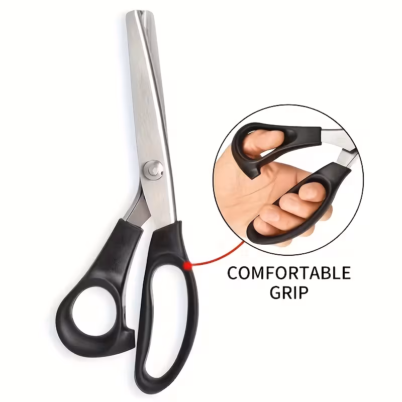 Stainless Steel Wave Scissors - Suitable for Fabric, Manual, Tailor'S Serrated Edge Scissors, with Comfortable Grip - Suitable for Left And Right Hand Use, Art Scissors Paper Cuttings Cutting