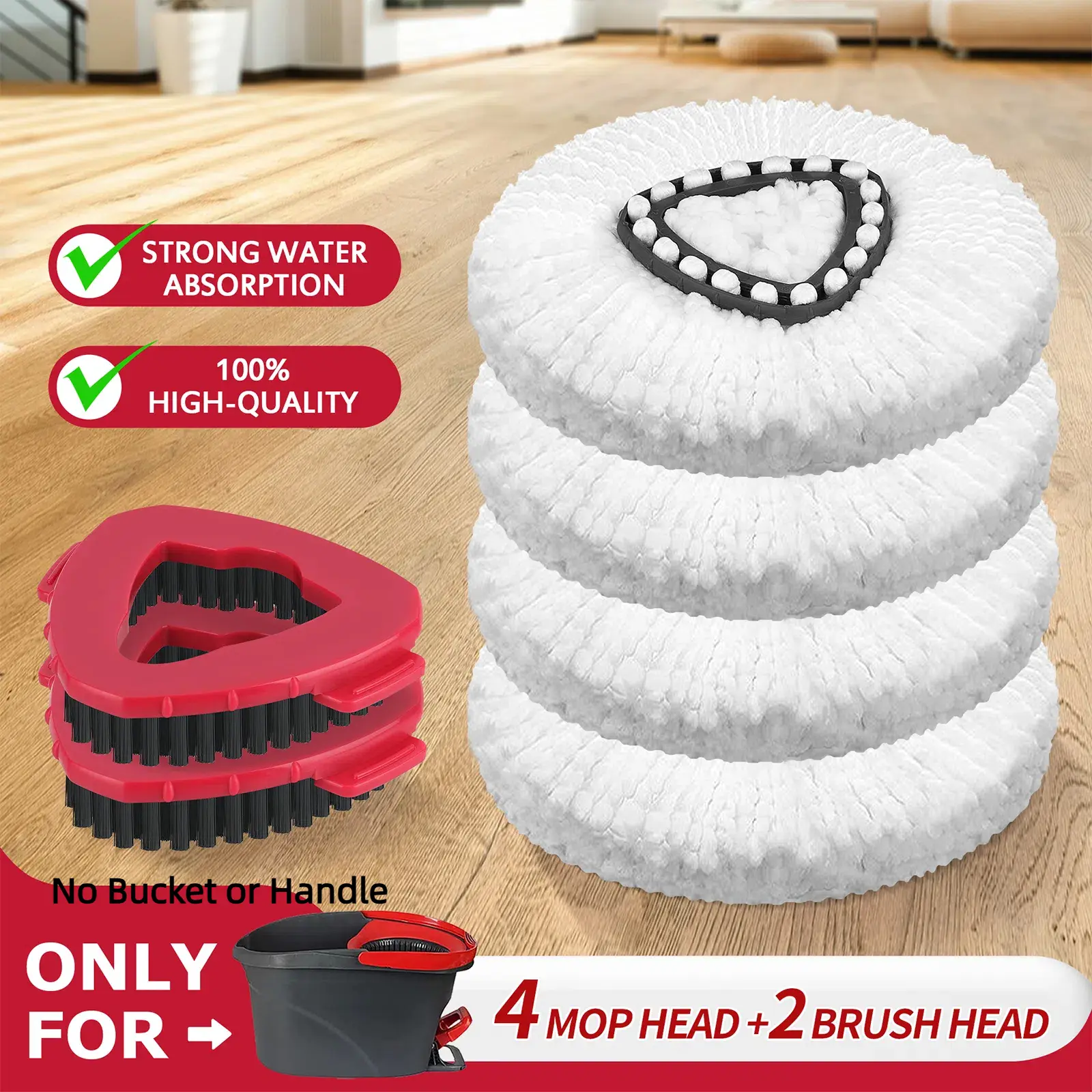 For O-cedar Microfiber Spin Mop Heads Refills & Scrub Brush without handle&bucket,for O-Cedar Easywring Spin Mop 1 Tank System Scrub Replacement Deep Cleaning Pack, Microfiber Mop Heads for concrete floor ,dorm essentials,home essentials