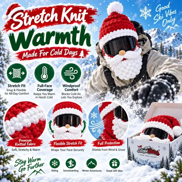 Homeandhappen - 🎅🏂 3D Christmas Knit Ski Mask | Warm Full-Face Cover in 3 Festive Styles for Ski Trips, Parties & Winter Adventures ❄️