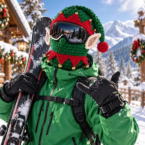 Homeandhappen - 🎅🏂 3D Christmas Knit Ski Mask | Warm Full-Face Cover in 3 Festive Styles for Ski Trips, Parties & Winter Adventures ❄️