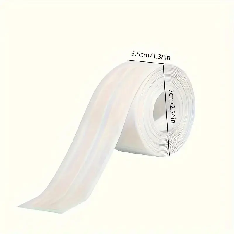 Self-Adhesive White Caulk Tape - 1/3 Roll PE Invisible Sealant Strip with Strong Adhesion, Waterproof, Easy-to-Apply for Bathroom Accessories, Kitchen Edge Protection, Adhesive Strips Waterproofers, Seal Strip Waterproofers,home essentials