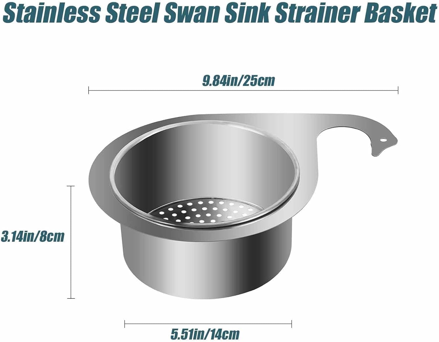 Stainless Steel Swan Sink Strainer Basket,Food Catcher for Sink Drain,Stainless Steel Sink Strainers for Kitchen Sink Food Catcher,Swan Drain Basket for Kitchen Sink