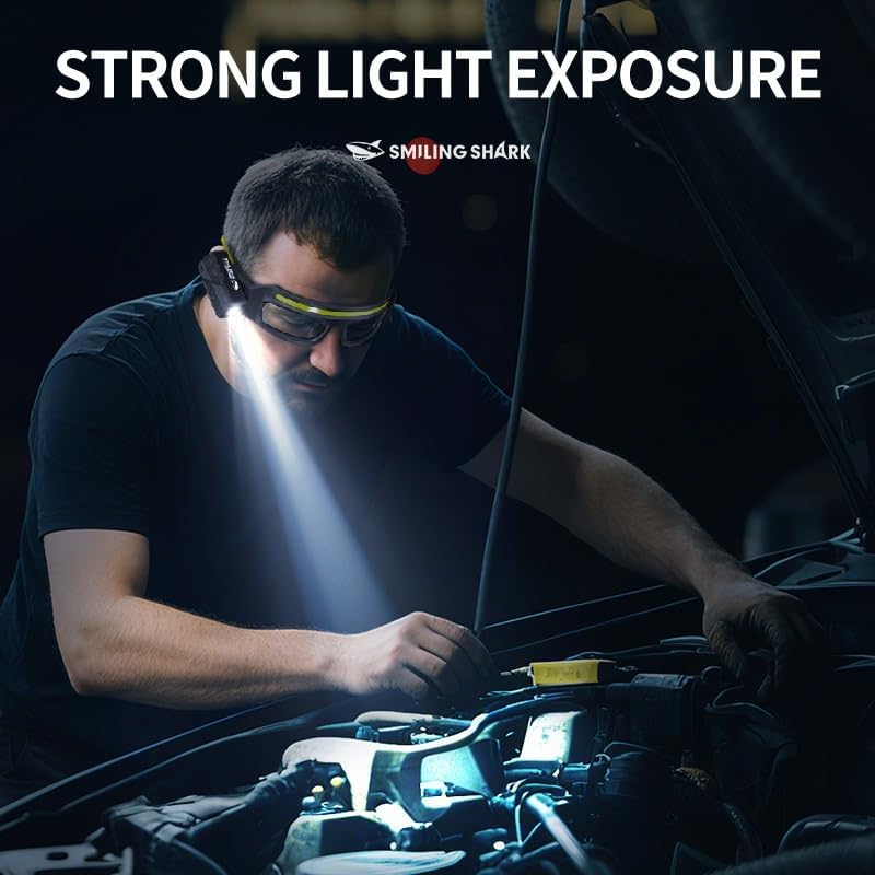 LED Glasses Rechargeable Headlight with Motion Sensor and Touch Control, 5 Modes USB C Lighted Glasses for Night Running,Camping, Fishing, Cycling, Hiking, Hands-Free Lighting (Yellow)