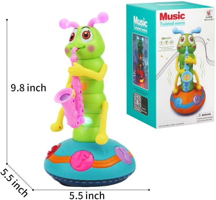 Children's Electric Caterpillar Saxophone Musical Toys, Dancing Saxophone Caterpillar,Baby Sensory Toys with LED Lights for Toddler Boys Girls