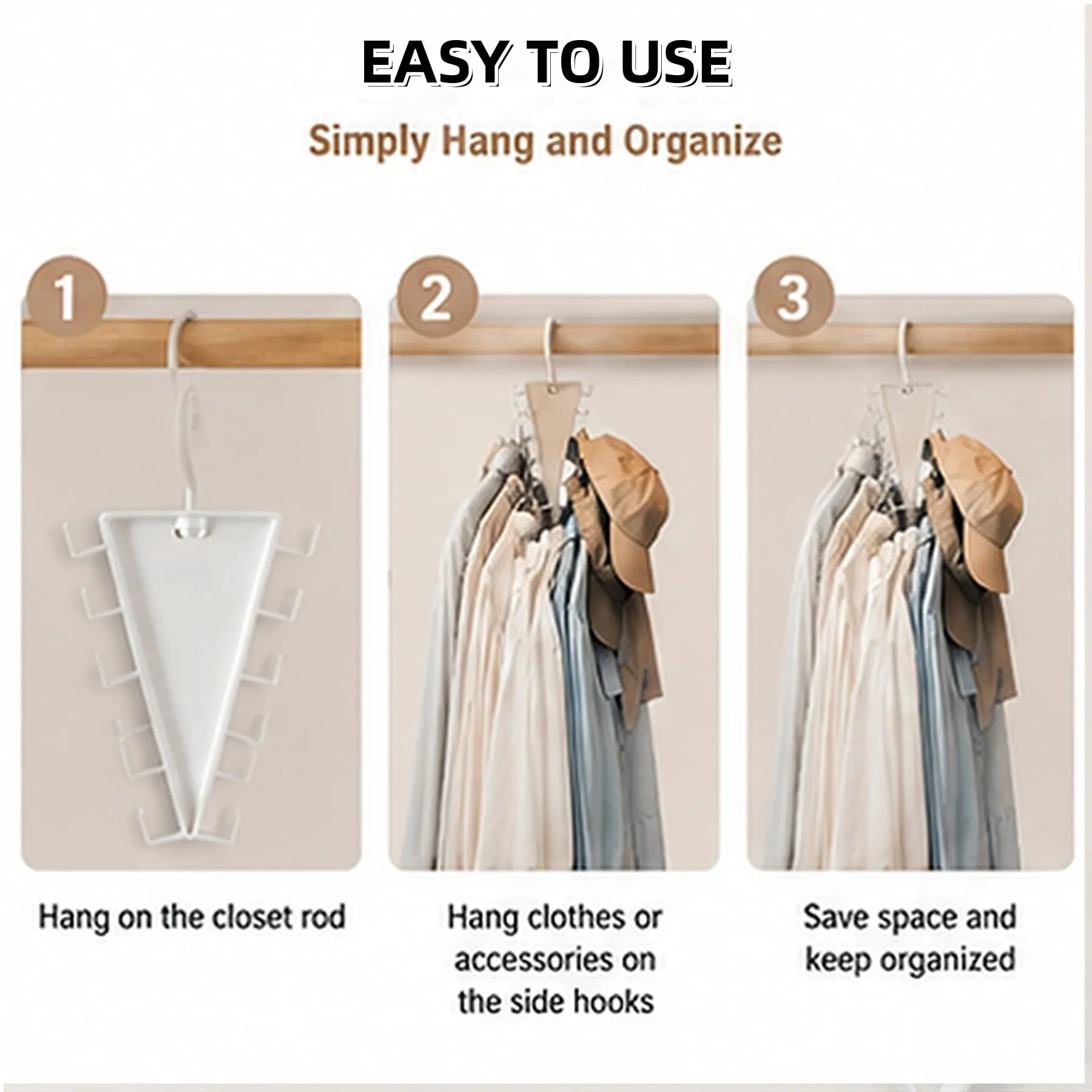 V Shaped Double-Sided Closet Organizer Hanger, 360° Rotatable Space Saving Clothes Hanger Organizer, Multi-Layer Vertical Storage Rack with 12 Hooks