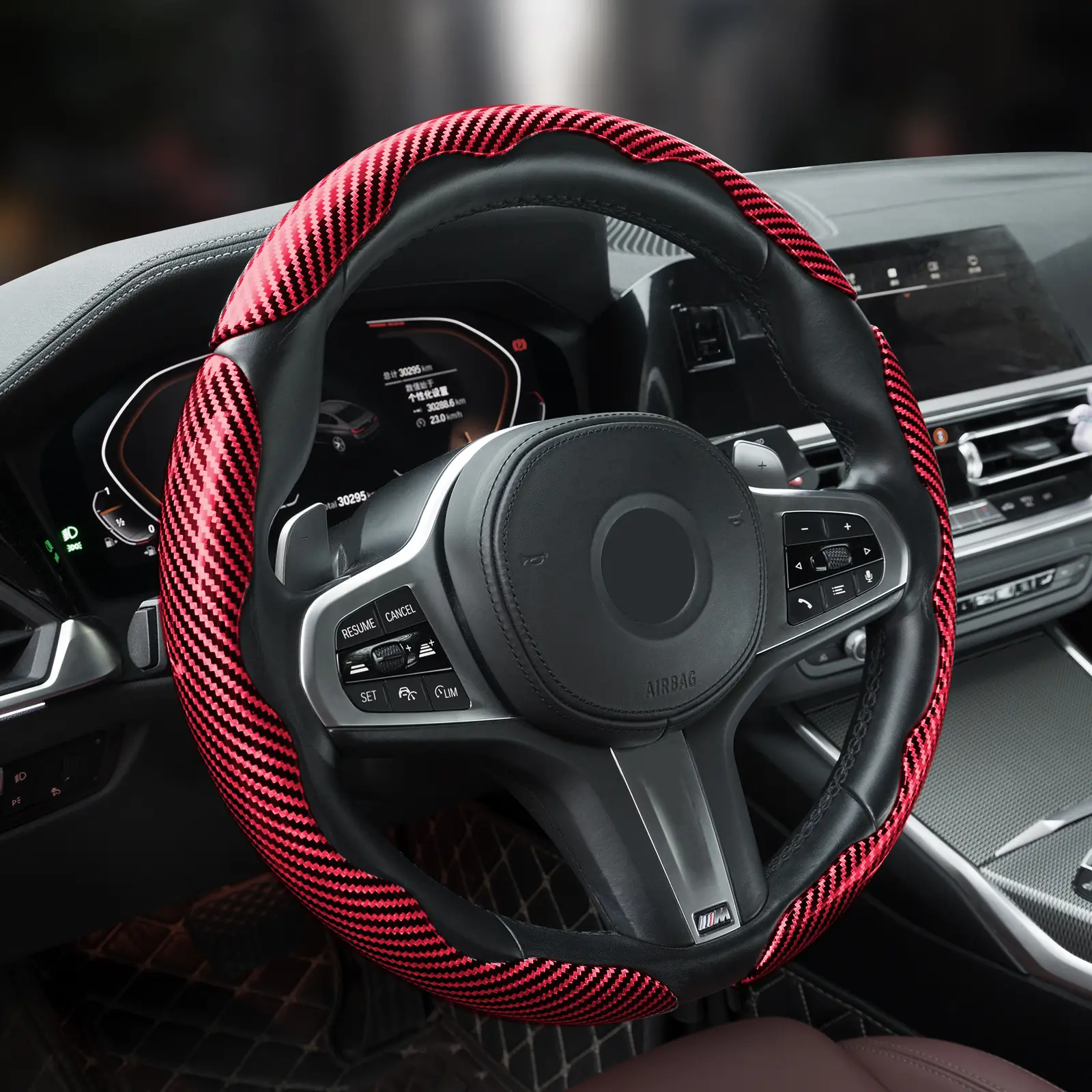 Car Steering Wheel Cover, Non slip Design Steering Wheel Protector, Universal Car Steering Wheel Cover for 15 Inch, Decor Gadgets, Car Accessories, Men Gifts, Car Essentials, Vehicle, for Racing anti slip sport all season use