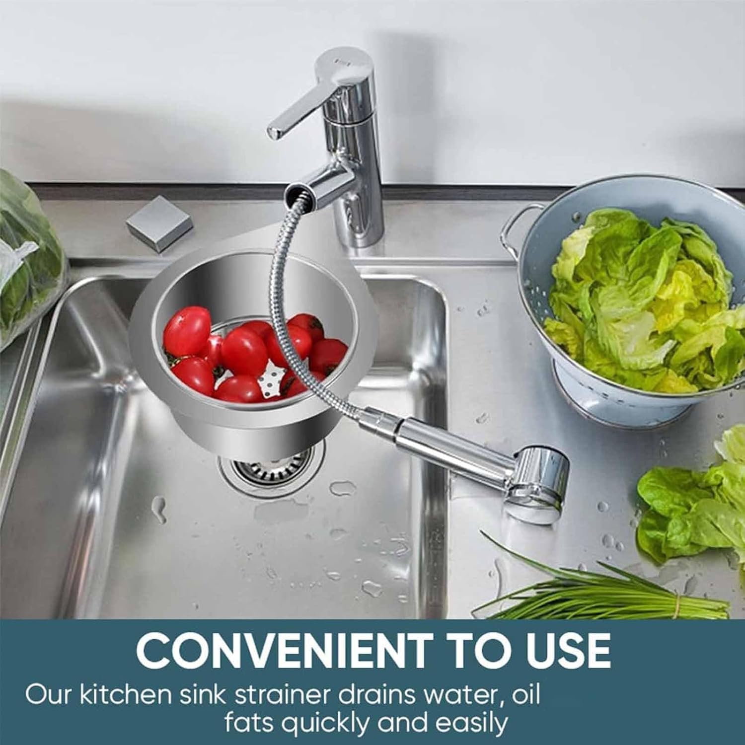 Stainless Steel Swan Sink Strainer Basket,Food Catcher for Sink Drain,Stainless Steel Sink Strainers for Kitchen Sink Food Catcher,Swan Drain Basket for Kitchen Sink