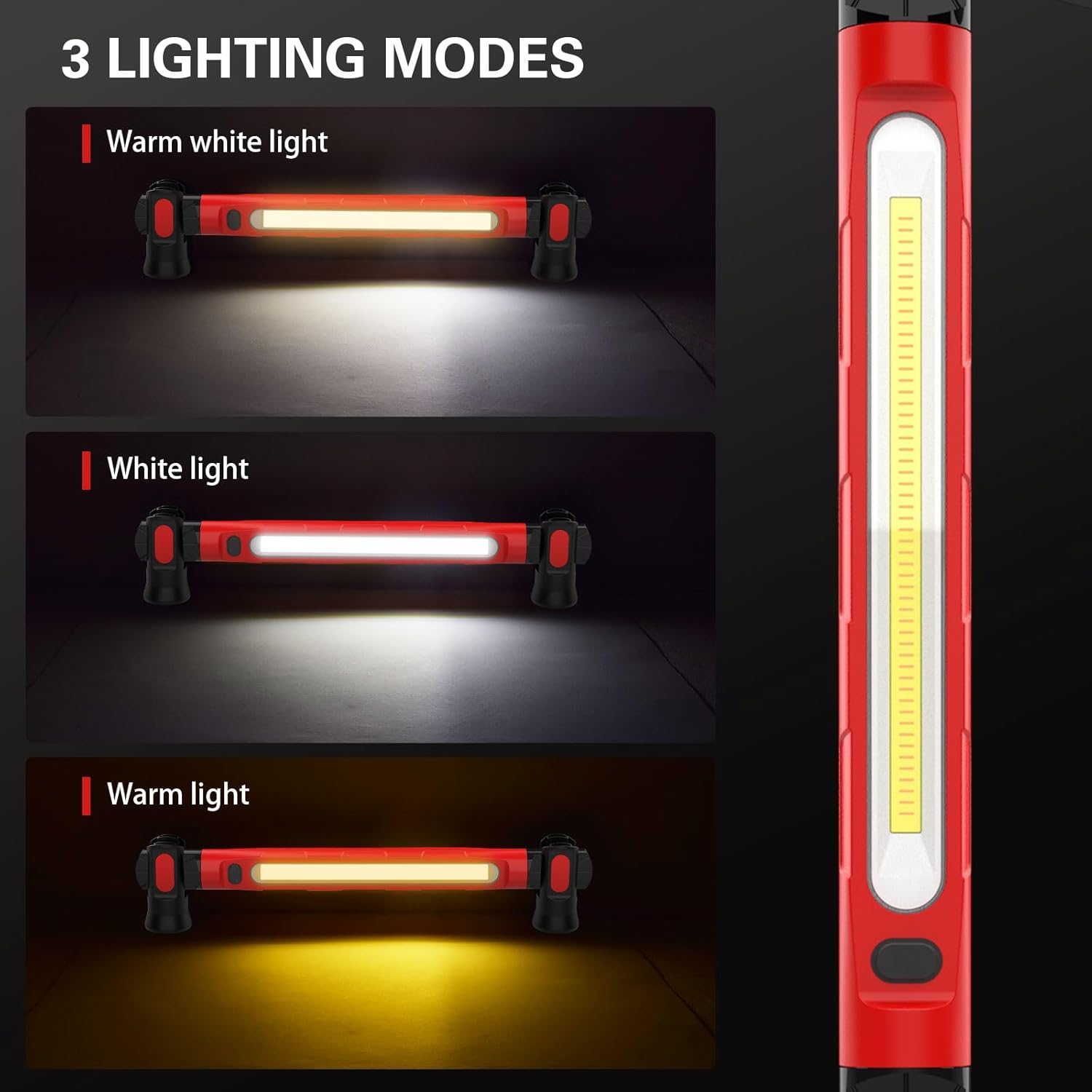 ERAY Magnetic LED Work Light, 6000mAh /3000LM Rechargeable Under Hood Work Light Bar - Mechanic Light with 3 Modes 360° Adjustable Waterproof, Car Repairing Inspection Garage Workshop Emergency