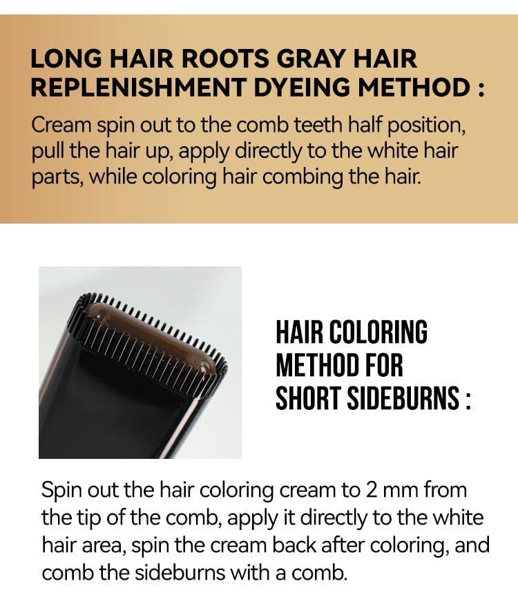 Temporary Hair Color Brush, Long-Lasting Hair Dye with Comb Applicator