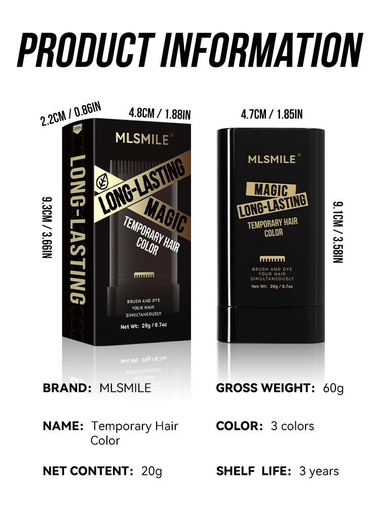 Temporary Hair Color Brush, Long-Lasting Hair Dye with Comb Applicator