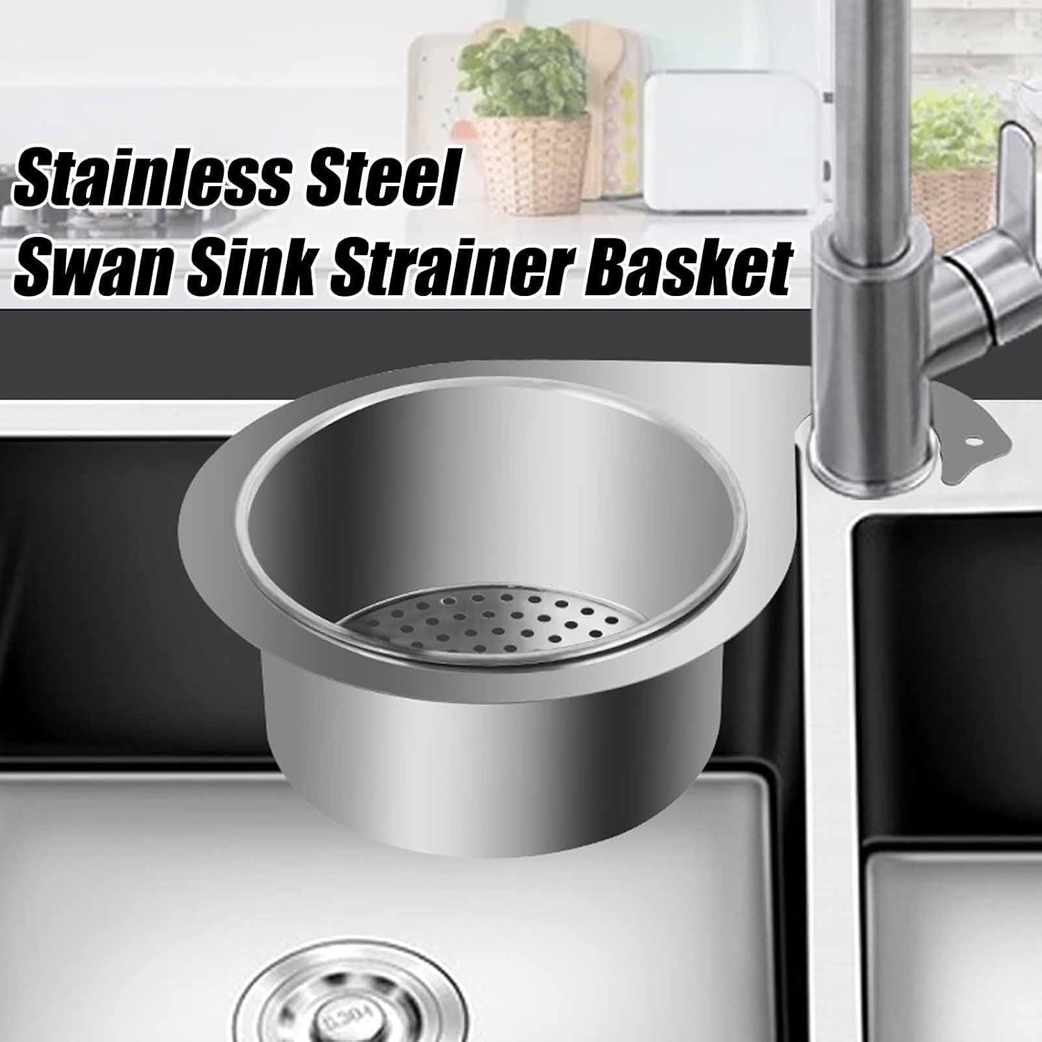 Stainless Steel Swan Sink Strainer Basket,Food Catcher for Sink Drain,Stainless Steel Sink Strainers for Kitchen Sink Food Catcher,Swan Drain Basket for Kitchen Sink