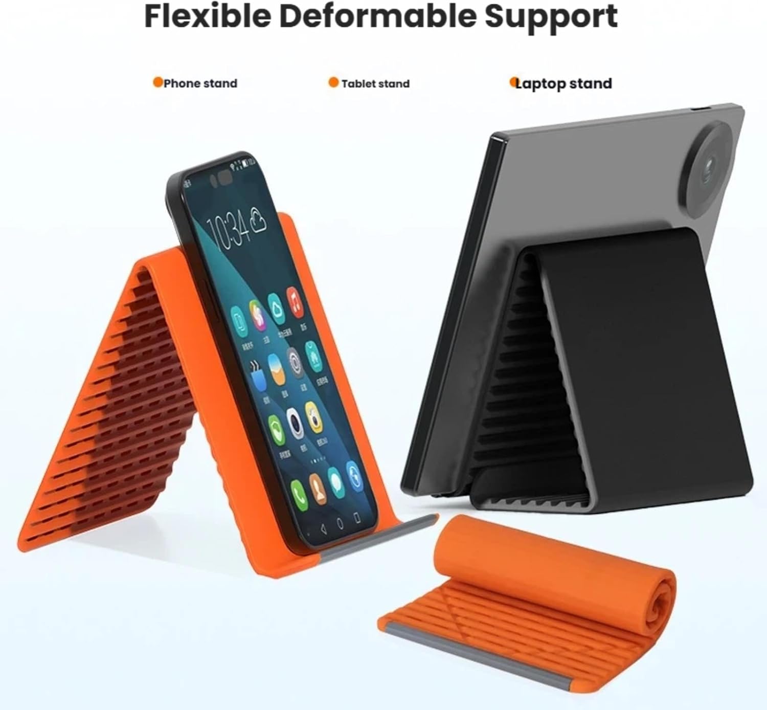 Flexible Silicone Phone Stand, Multi-Angle Adjustable Cell Phone Holder, Portable Phone Stand for Desk, Compatible with iPhone, iPad, Tablet, Laptop, for Home, Office, Gaming