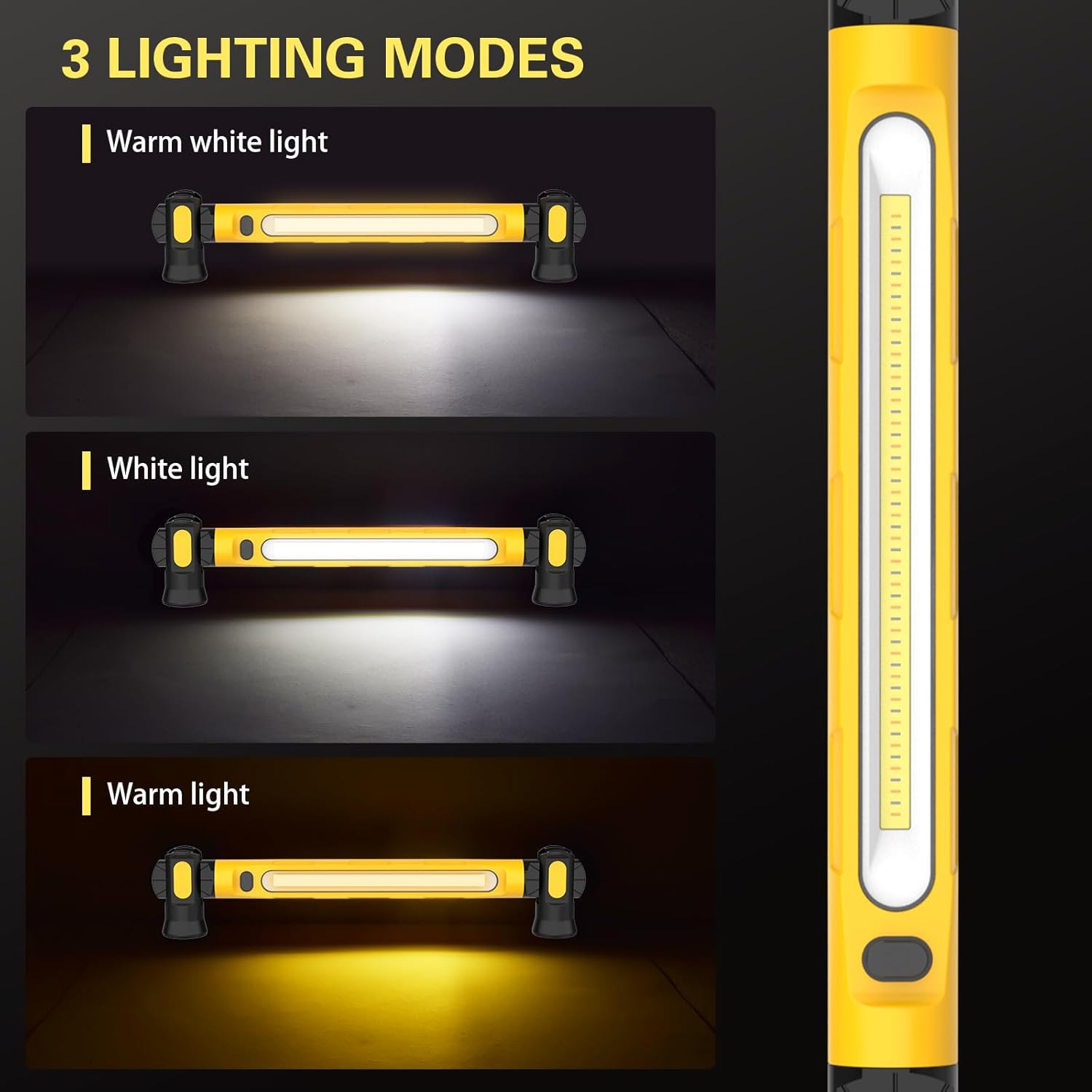 ERAY Magnetic LED Work Light, 6000mAh /3000LM Rechargeable Under Hood Work Light Bar - Mechanic Light with 3 Modes 360° Adjustable Waterproof, Car Repairing Inspection Garage Workshop Emergency