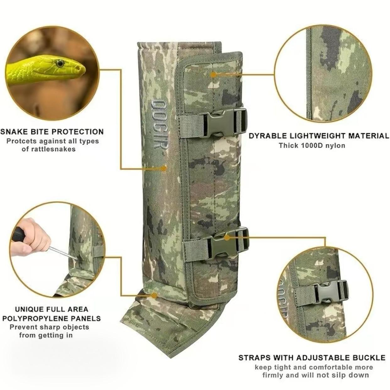 Snake Gaiters/Prevent Cuts for Hunting/Working : Durable Snake Guards, Snake Gaiter Leggings for Men & Women, Snake Bite Protection for Lower Legs, Snake Proof Gaiters with Adjustable Size
