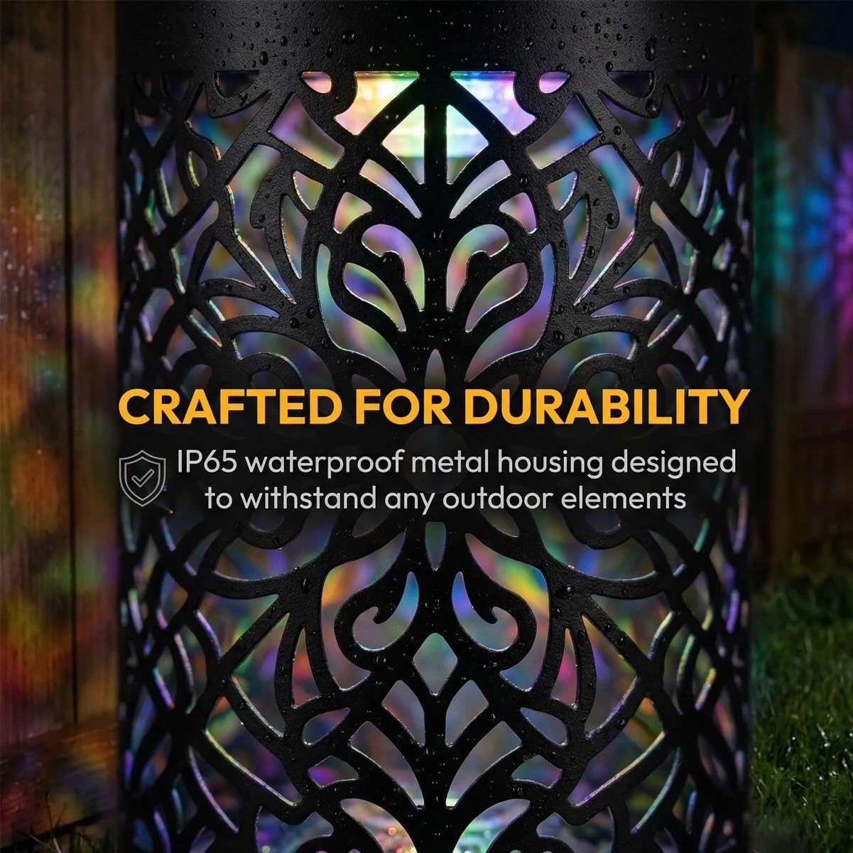 Solar Mandala Wall Light Outdoor Garden Fence Projector Lamp Patio Ambient Decor