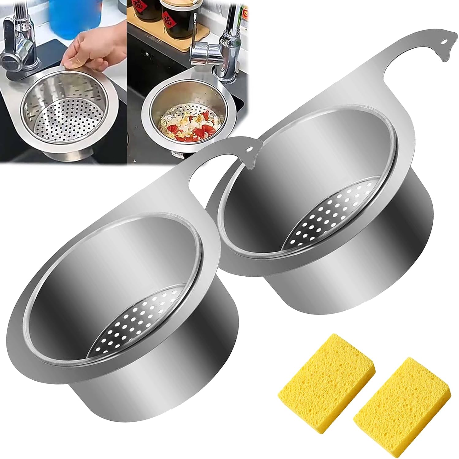 Stainless Steel Swan Sink Strainer Basket,Food Catcher for Sink Drain,Stainless Steel Sink Strainers for Kitchen Sink Food Catcher,Swan Drain Basket for Kitchen Sink