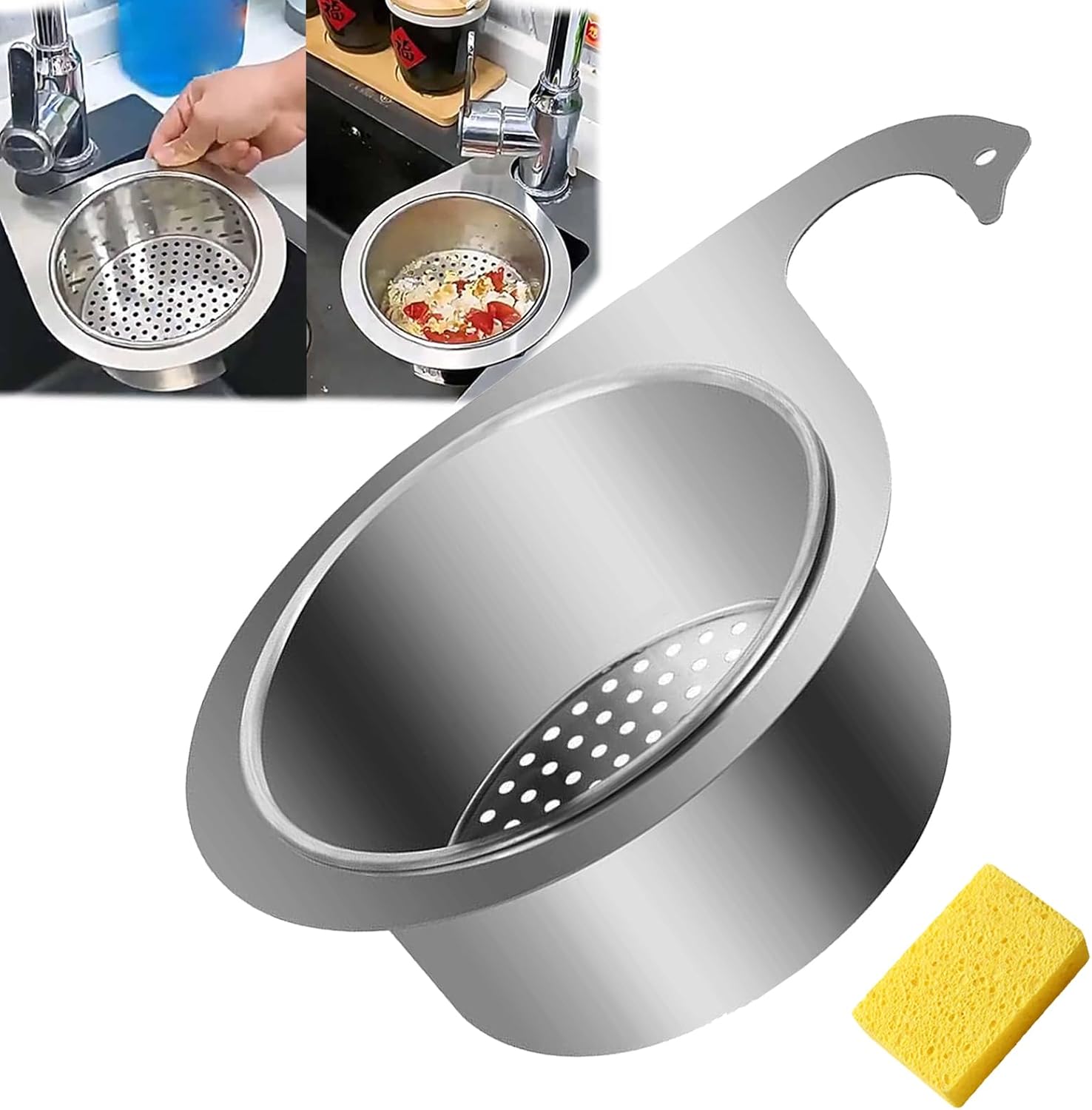 Stainless Steel Swan Sink Strainer Basket,Food Catcher for Sink Drain,Stainless Steel Sink Strainers for Kitchen Sink Food Catcher,Swan Drain Basket for Kitchen Sink