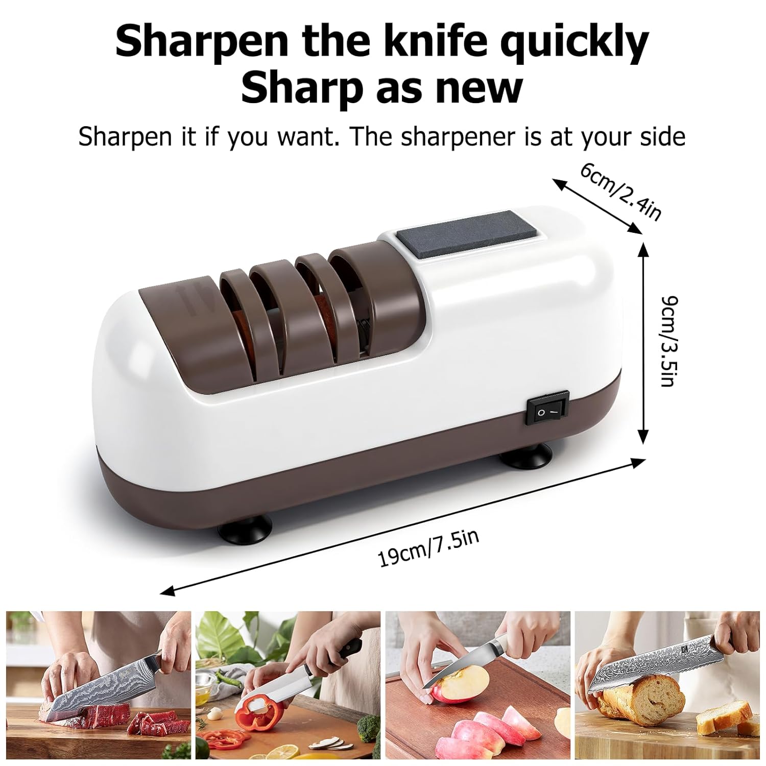 Electric Knife Sharpener, Electric Knife Sharpener for Rough and Fine, Ergonomic Electric Knife Sharpener Professional, for Knives with Straight Blade, Serrated Knives and Scissors