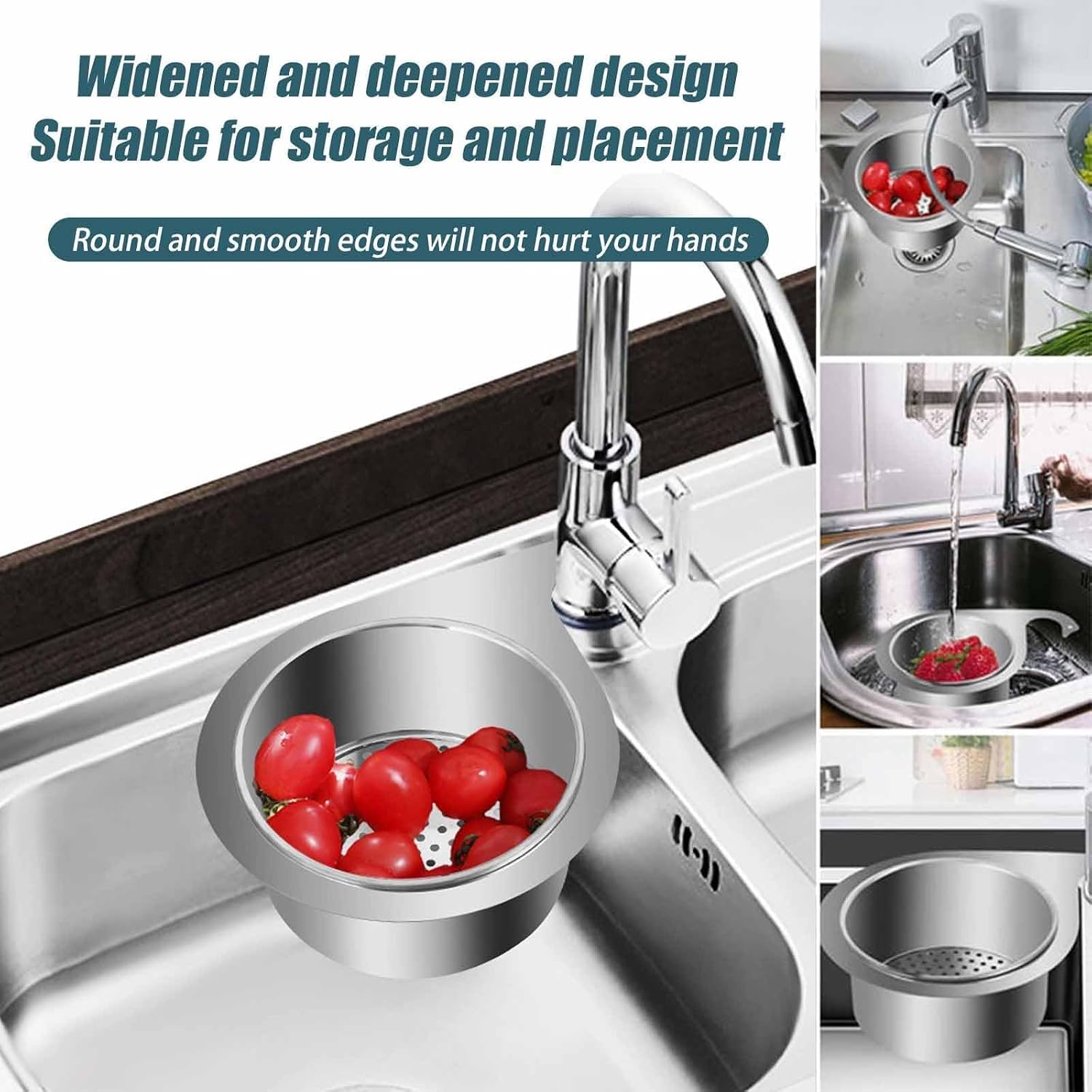 Stainless Steel Swan Sink Strainer Basket,Food Catcher for Sink Drain,Stainless Steel Sink Strainers for Kitchen Sink Food Catcher,Swan Drain Basket for Kitchen Sink