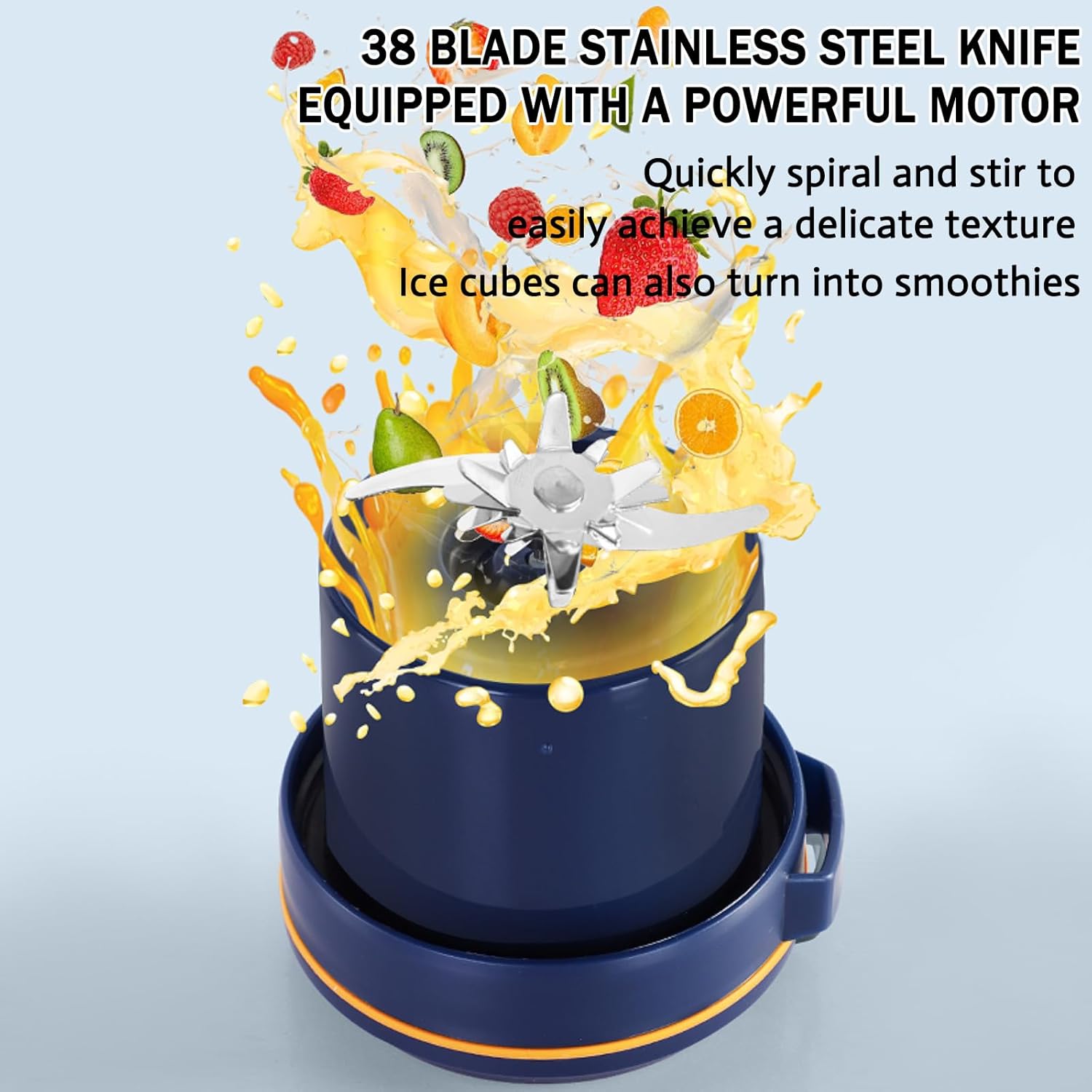 Portable Juice Cup Blender for Smoothies Shakes Fruit Crush Baby Food Maker 43oz 1300ML USB Charging Cordless Powerful Blades Blending Portable Smoothie Blender for Small Ice Kitchen Outdoor