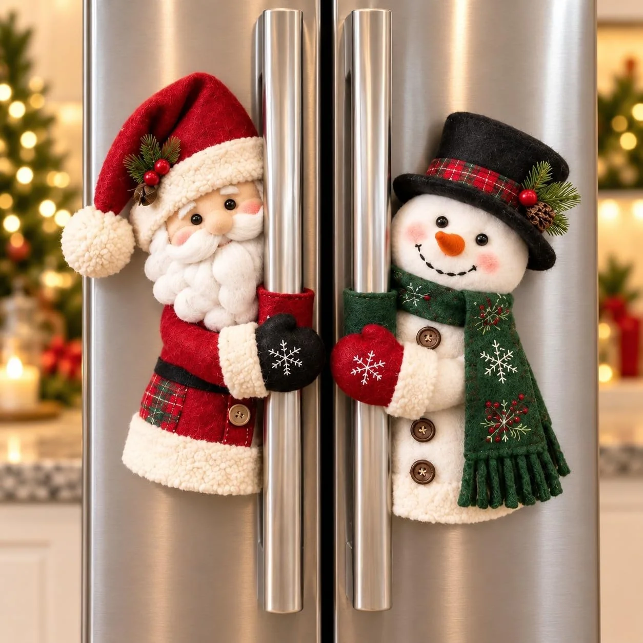 Homeandhappen - Christmas Santa & Snowman Handle Huggers For Doors, Refriges