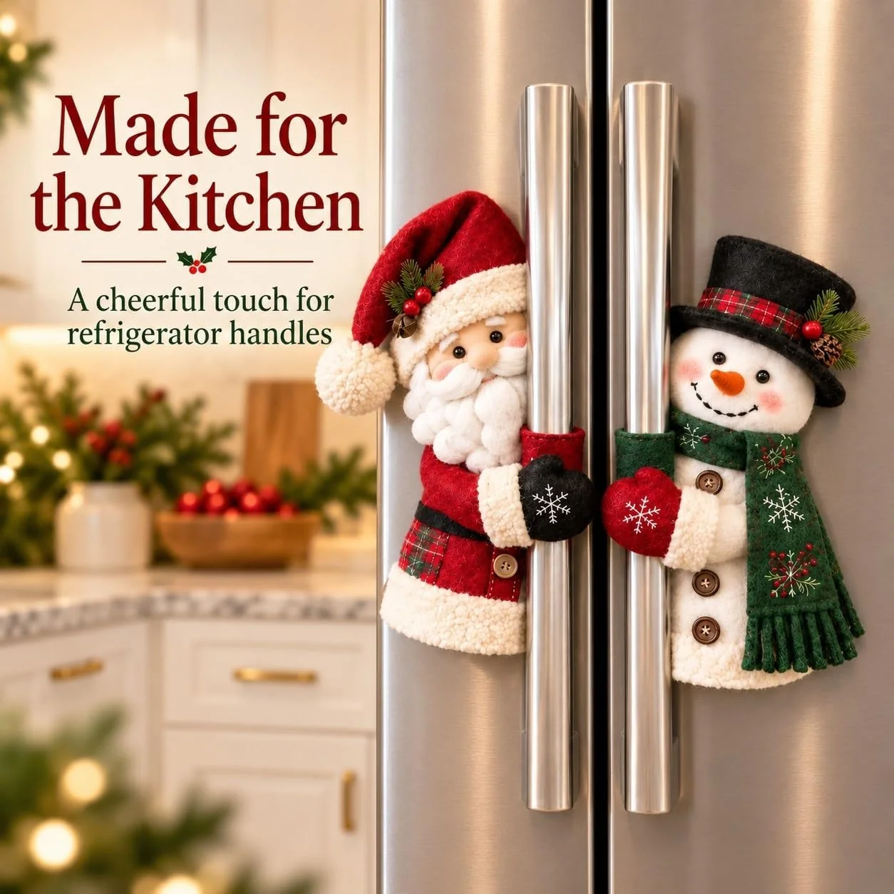 Homeandhappen - Christmas Santa & Snowman Handle Huggers For Doors, Refriges