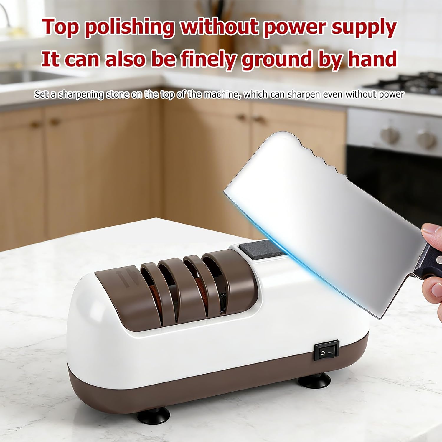 Electric Knife Sharpener, Electric Knife Sharpener for Rough and Fine, Ergonomic Electric Knife Sharpener Professional, for Knives with Straight Blade, Serrated Knives and Scissors