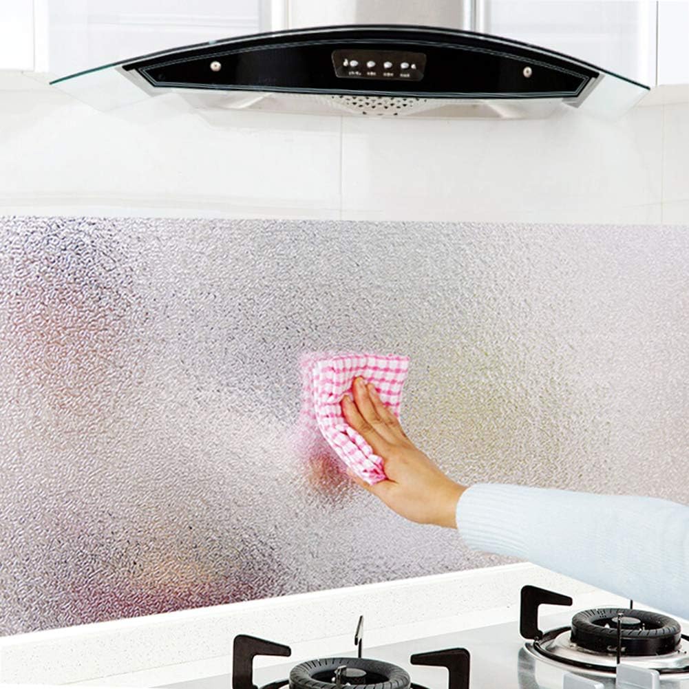 Livelynine Silver Contact Paper for Kitchen Oil Proof Waterproof Sticker Aluminum Foil Kitchen Wallpaper Backsplash Peel and Stick Self Adhesive Shelf Liners for Drawer Removable