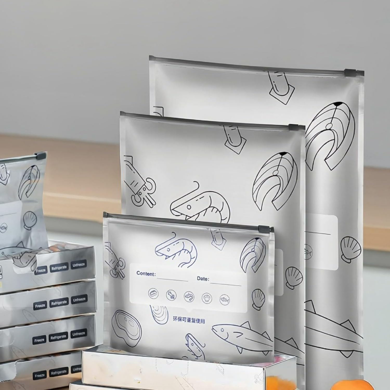 30PCS Reusable Aluminum Foil Sealable Storage Bags, 2026 New Vacuum Zipper Pouches for Food, Stand Up Foil Sealable Bags with Label and Zip Lock for Vegetable Fruit Meat