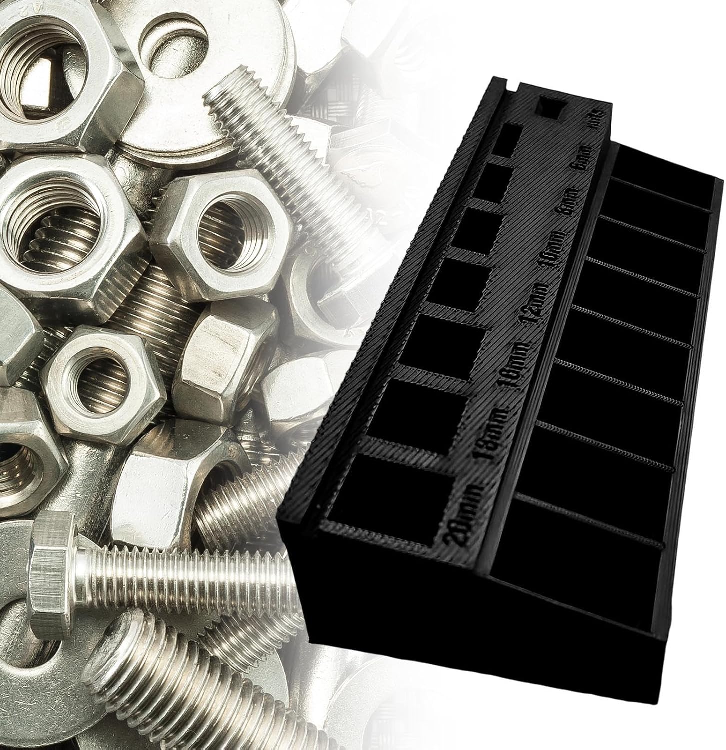 Screw Tray Organiser, Bolt Storage Sorting Box, Hardware Nuts Bolts for Storage and Home, Work, Tool Compartment Organiser Tray, Precise Portable Robust Screw Sorter
