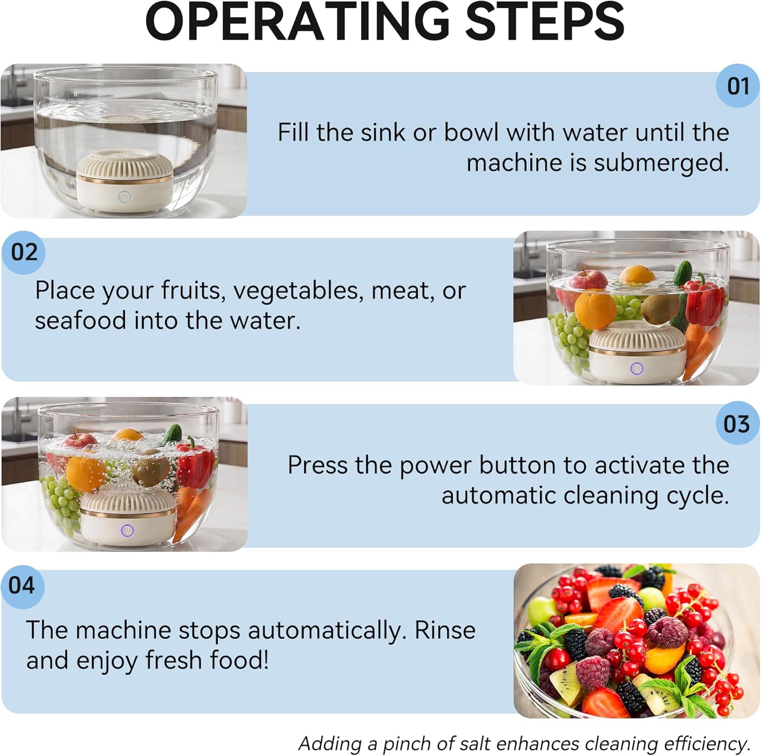 Portable Fruit and Vegetable Cleaner, Household Produce Washing Machine with One-Button Operation, Sterilization and Pesticide Removal, Food Purifier for Vegetables and Fruits, Kitchen Fruit Washer for Home Use and Outdoor Picnic