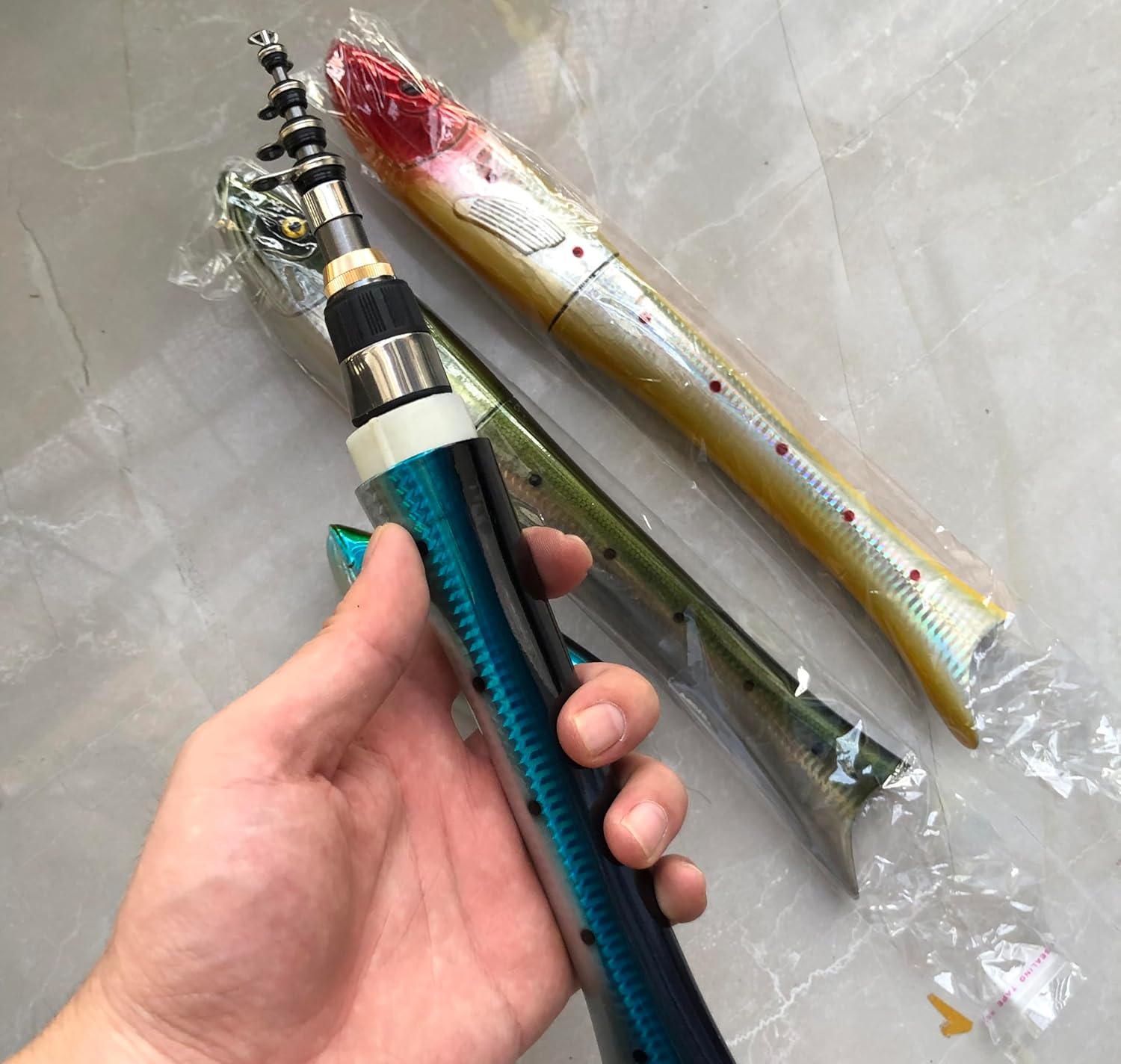 1.6m Individual Fish-Shaped Pen Rod Telescopic Carbon Fishing Rod Fish Shaped Mini Pocket Pen Sea Ice Fish
