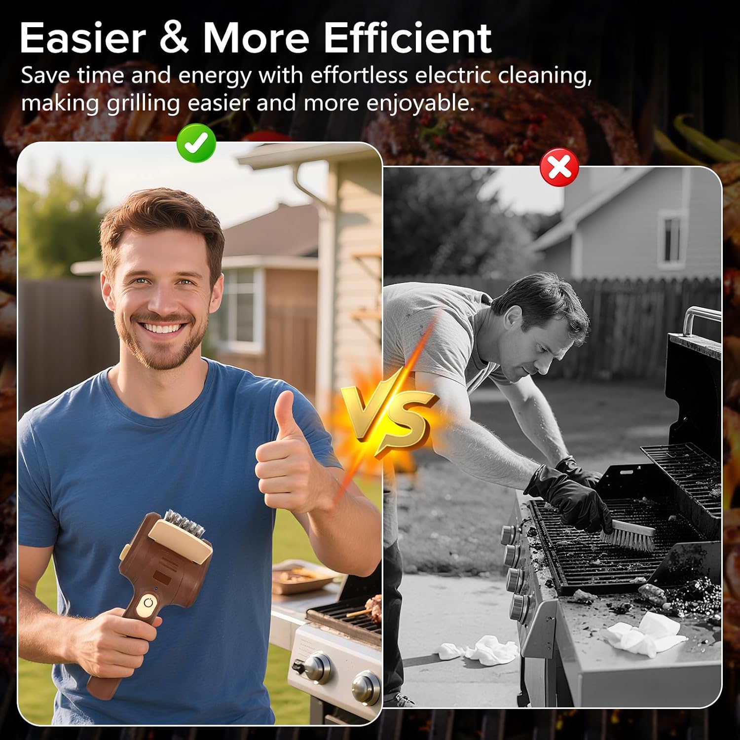 Electric Grill Brush for Outdoor Grill, Cordless Electric BBQ Grill Cleaner, Rechargeable Grill Cleaning Stainless Steel Brush, Grill Scraper, BBQ Accessories