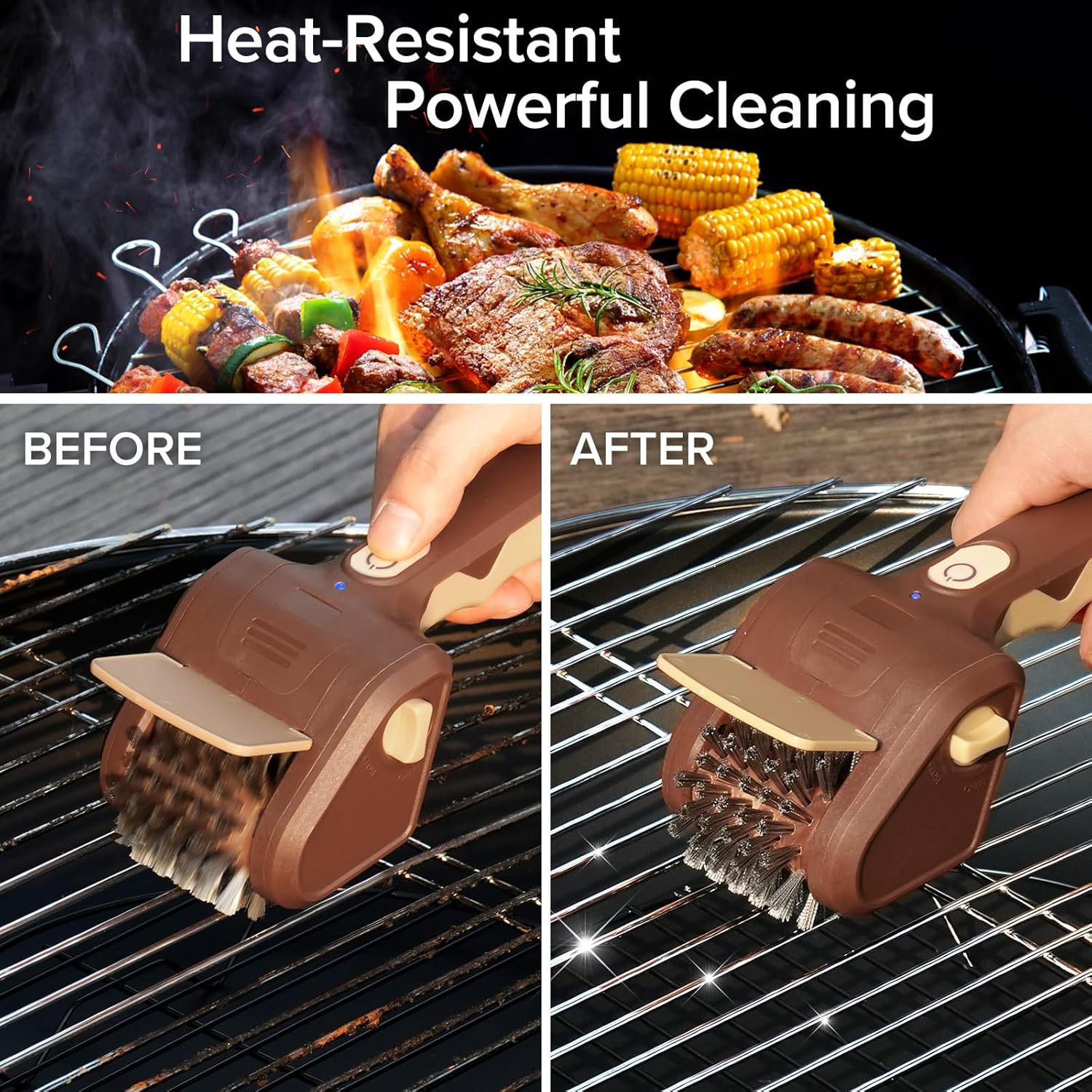 Electric Grill Brush for Outdoor Grill, Cordless Electric BBQ Grill Cleaner, Rechargeable Grill Cleaning Stainless Steel Brush, Grill Scraper, BBQ Accessories