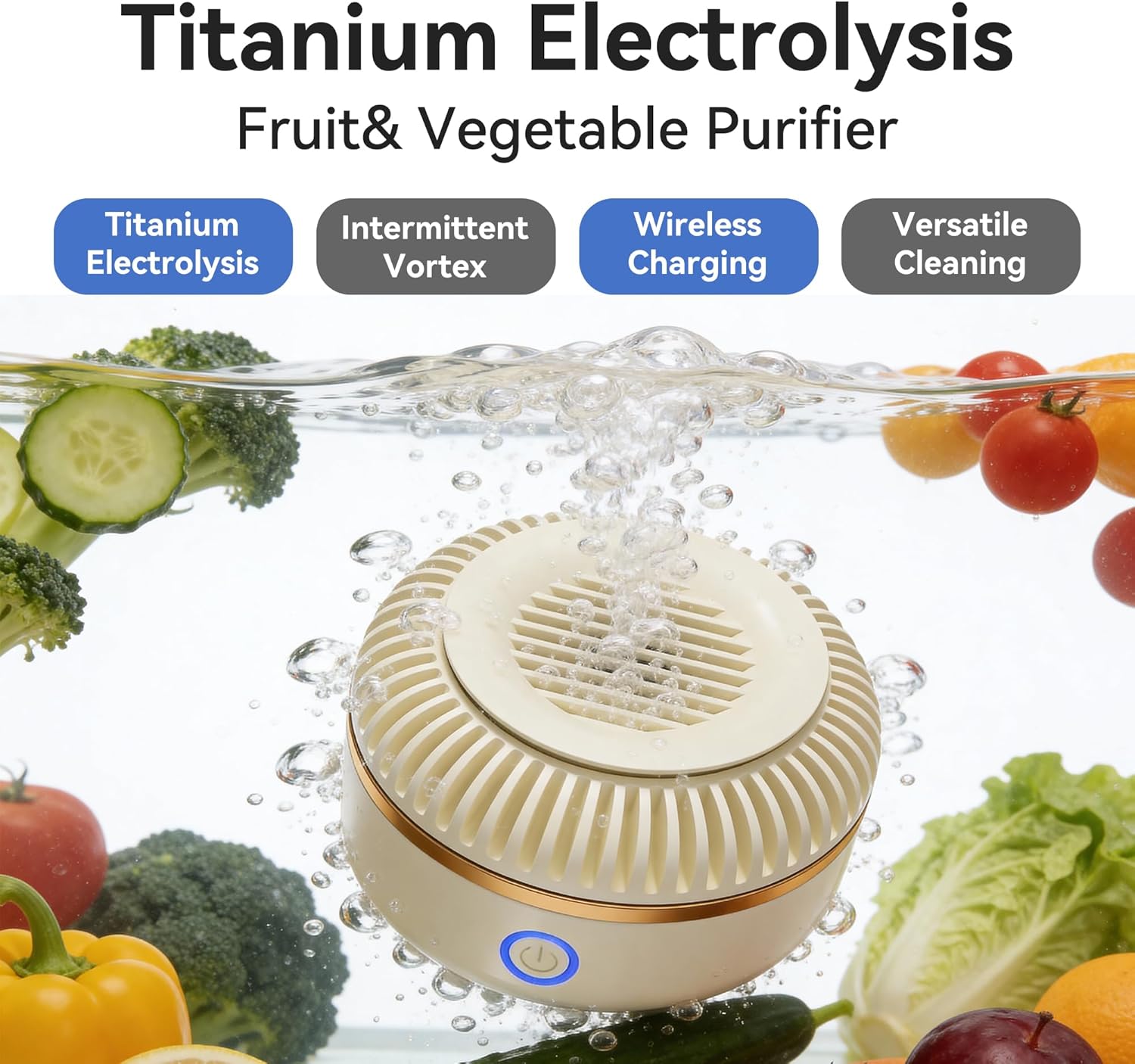 Portable Fruit and Vegetable Cleaner, Household Produce Washing Machine with One-Button Operation, Sterilization and Pesticide Removal, Food Purifier for Vegetables and Fruits, Kitchen Fruit Washer for Home Use and Outdoor Picnic