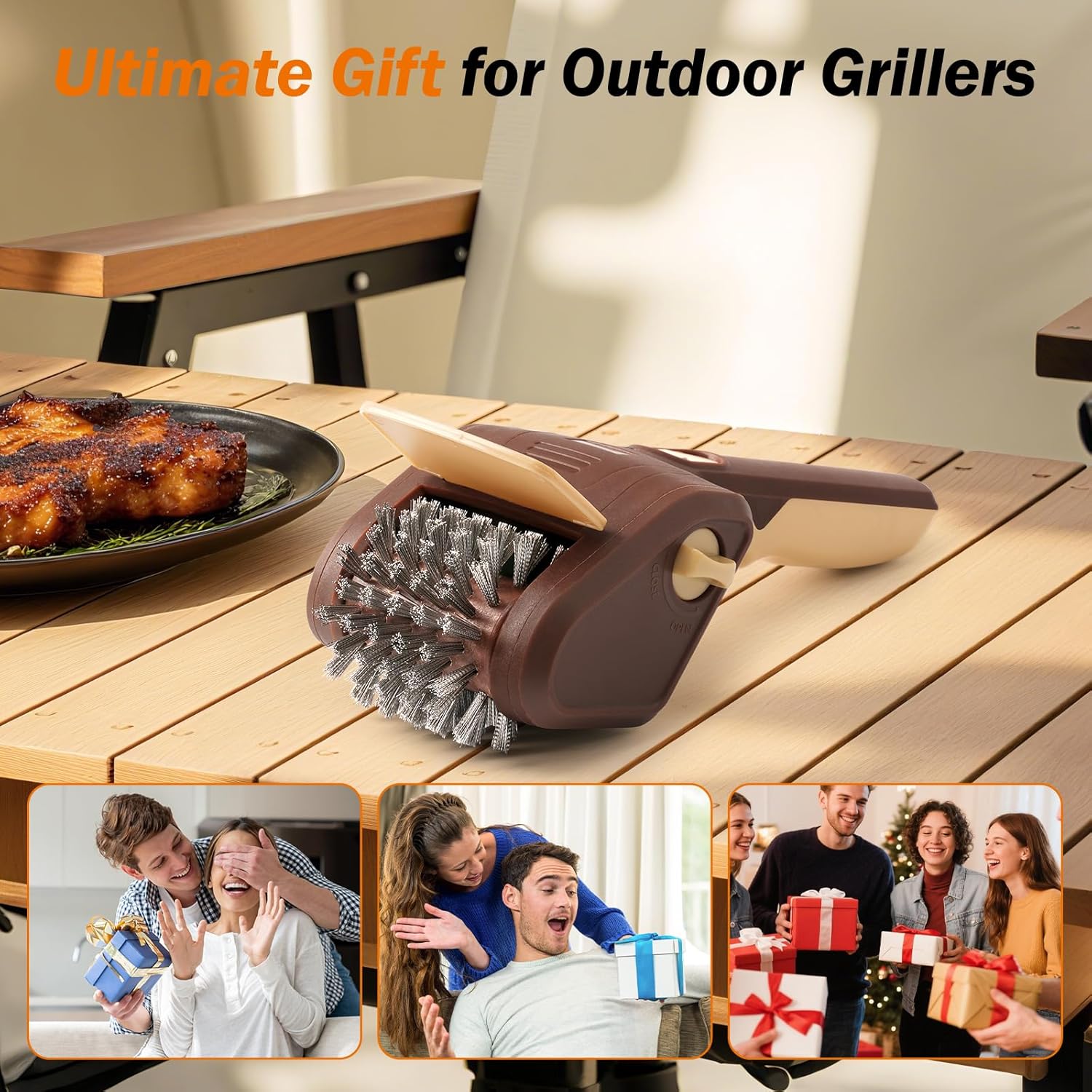 Electric Grill Brush for Outdoor Grill, Cordless Electric BBQ Grill Cleaner, Rechargeable Grill Cleaning Stainless Steel Brush, Grill Scraper, BBQ Accessories
