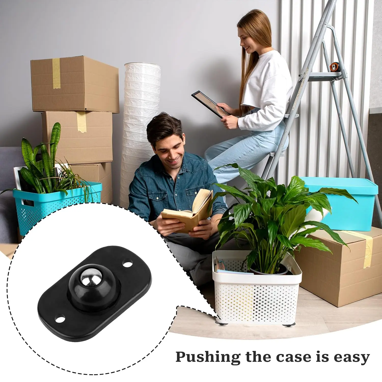 16 Pcs Self Adhesive Mini Caster Wheels 360° Swivel Mini Appliance Rollers Smooth Rotation Appliance Ball Sliders Universal Wheel Transfers for Storage Box Small Furniture Kitchen Appliances