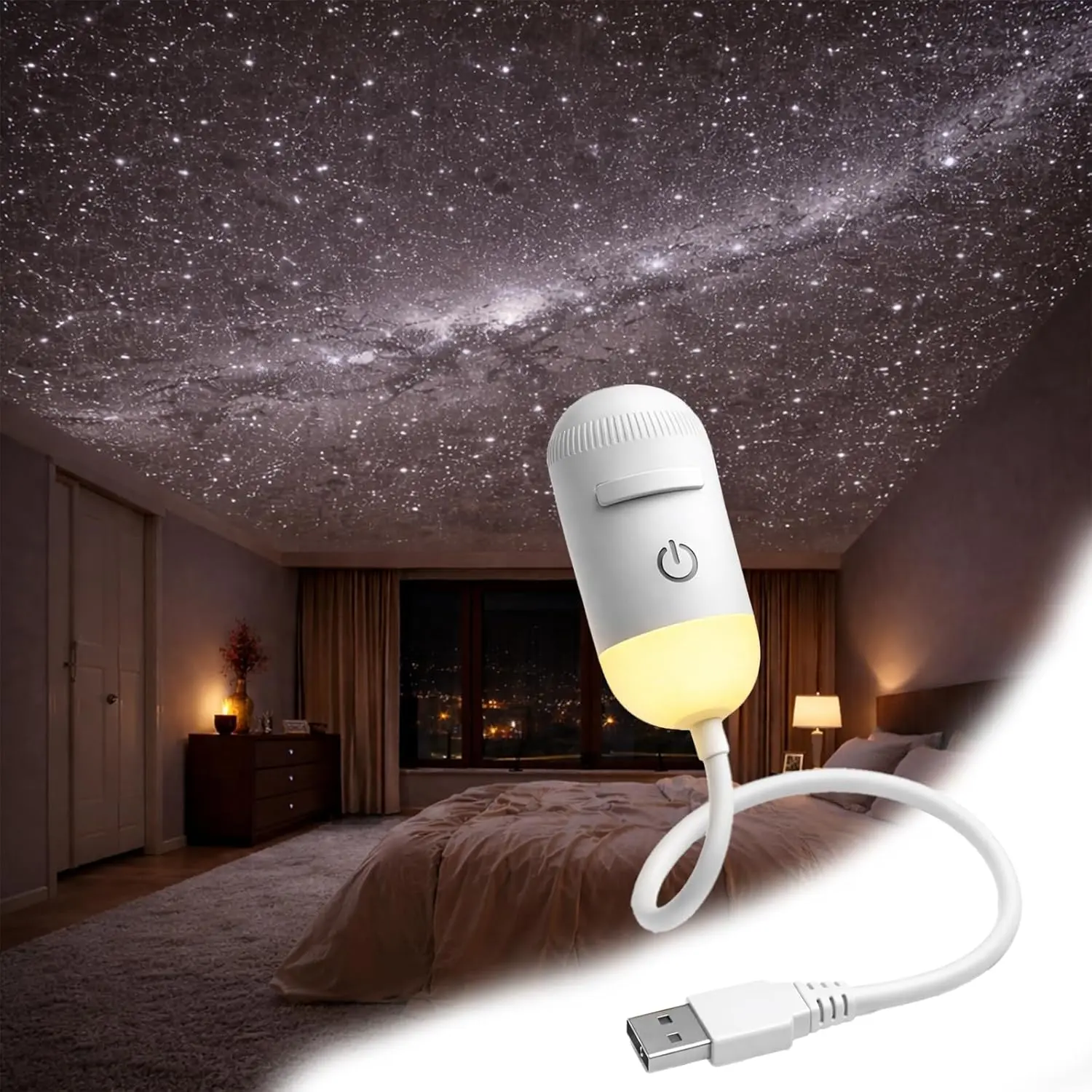 Galaxy Projector 2-in-1 Starry Sky Projector & Night Light USB Galaxy Projector Night Light for Bedroom Hallway Ceiling Decor