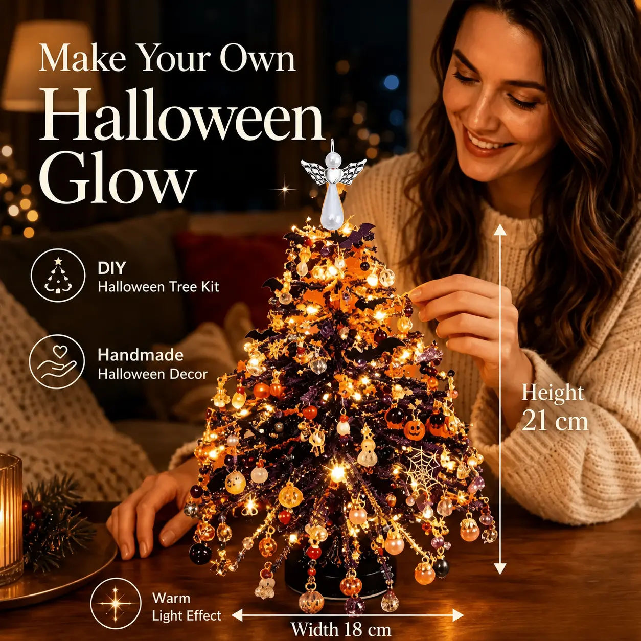 DIY Beaded Christmas Tree Kit, Hand‑Made Mini Crystal Bead Xmas Tree Craft Set