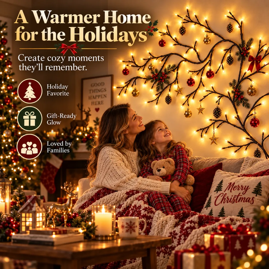 🎄 Flexible LED Branch Lights | Remote-Controlled Holiday Wall Decor(📦Buy 2 Free Shipping)