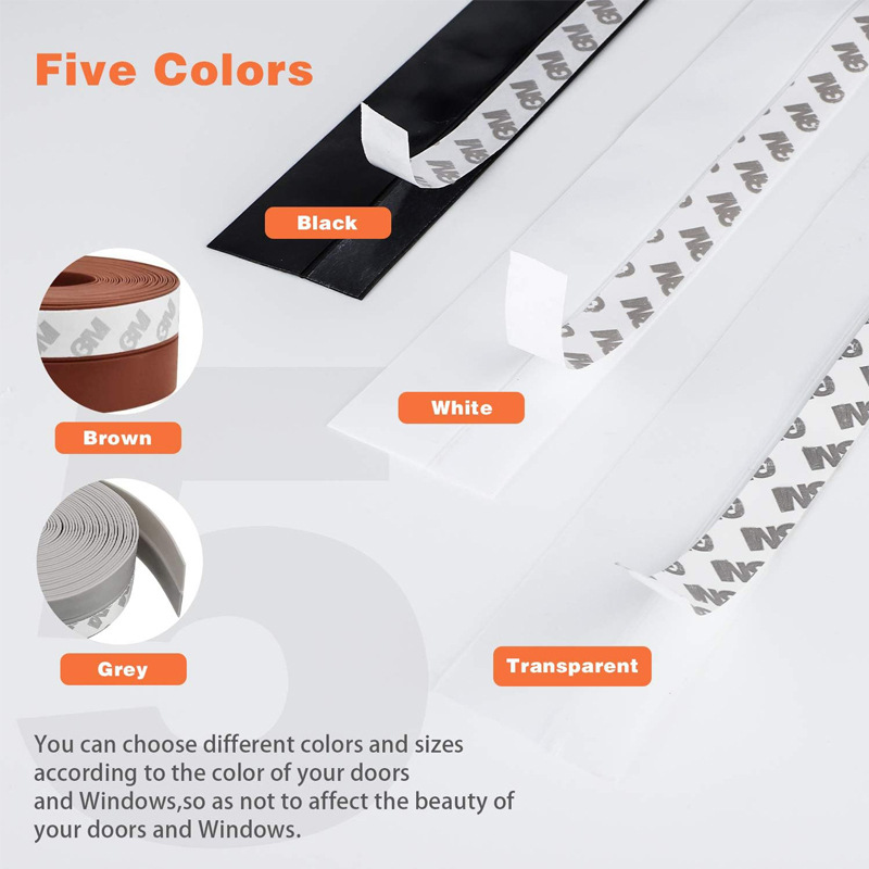 Door Weather Stripping, Weather Stripping Door Draft Stopper Adhesive Seal Strip Anti Draft Insulation Tape for Doors Windows and Shower Doors