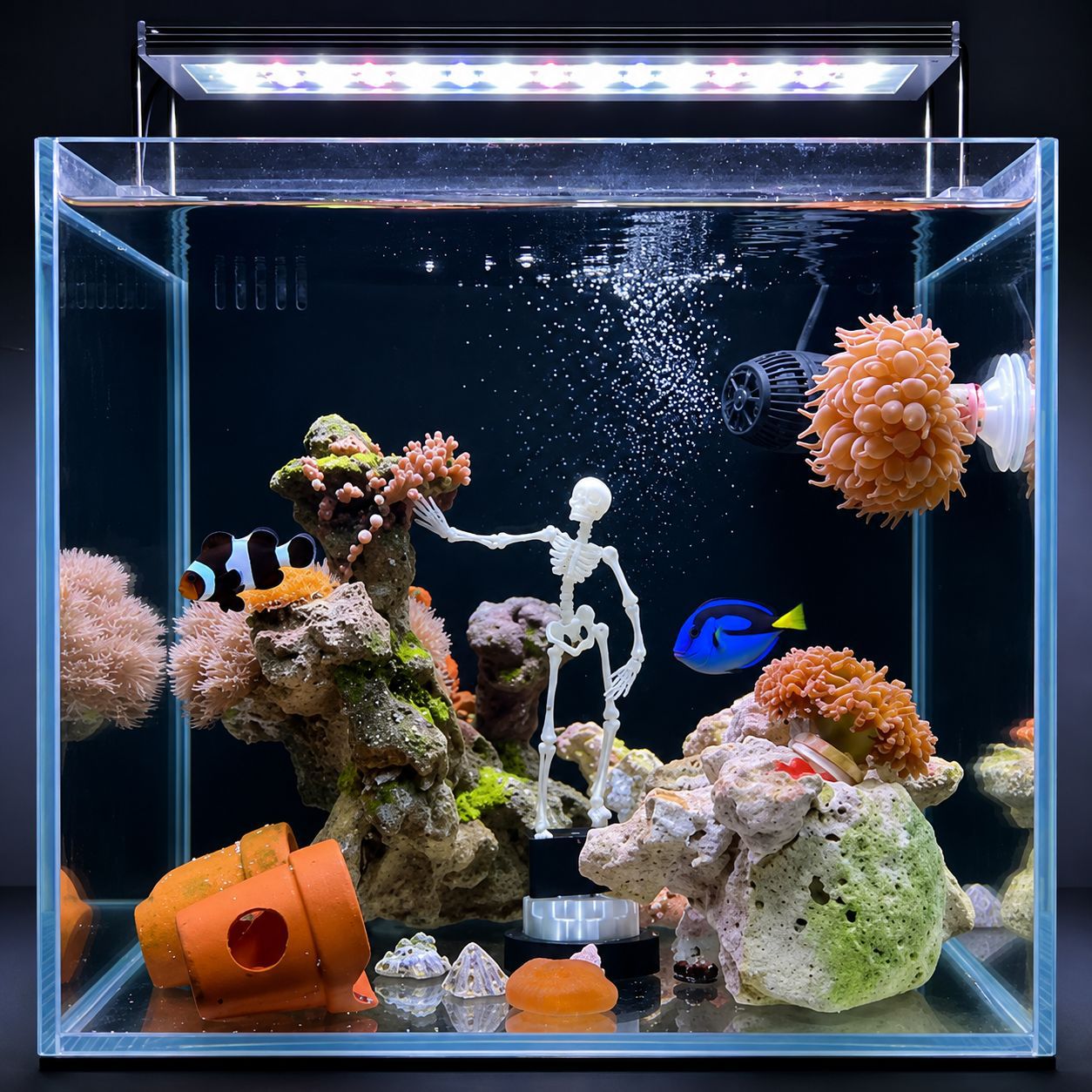 Special Treasure - Bubble Dancing Skeleton Aquarium Ornament – Air Powered Fish Tank Decoration - Dancing Skeleton + Oxygen Pump
